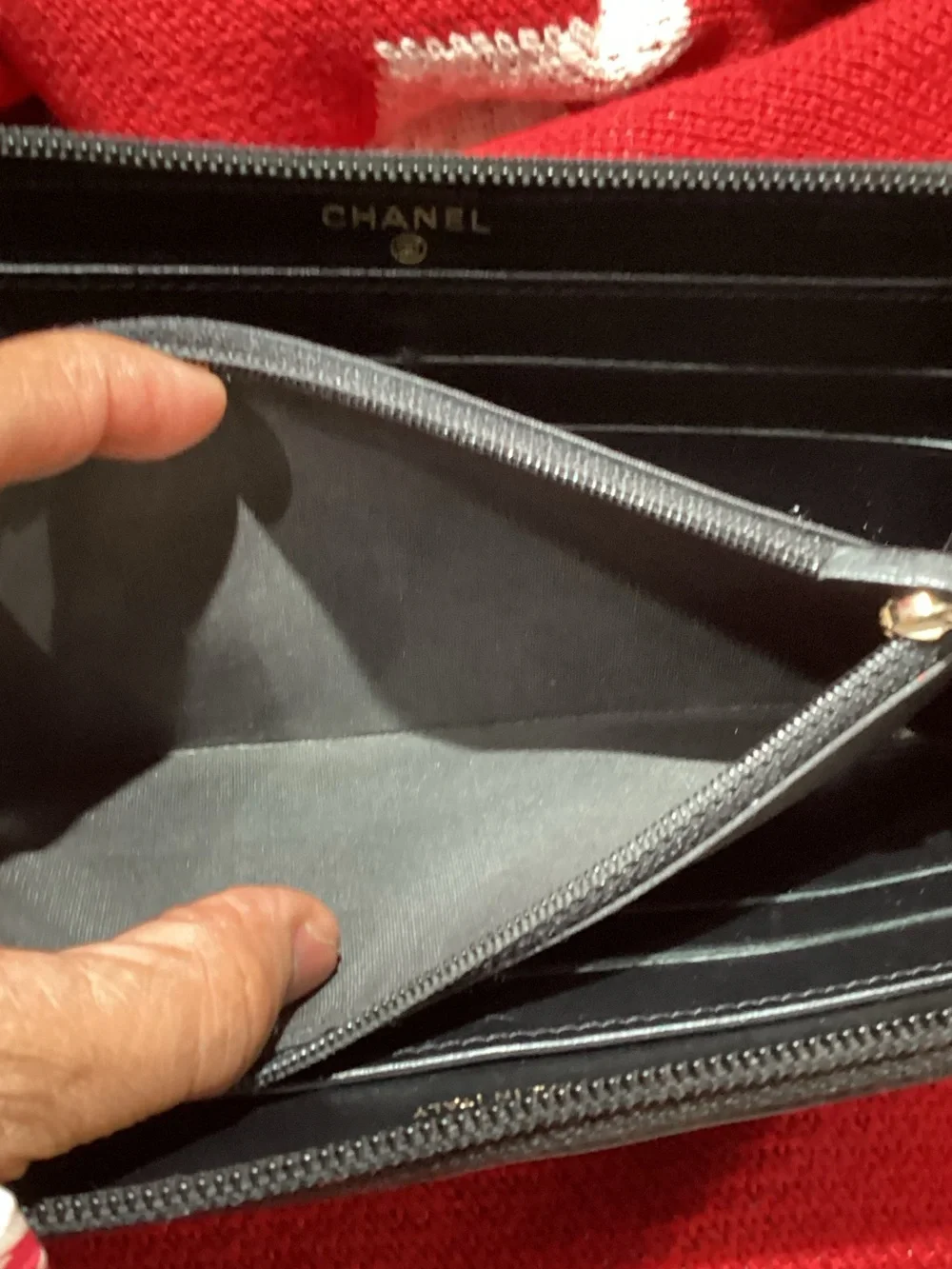 CHANEL Black Quilted CC Zip-Around Wallet